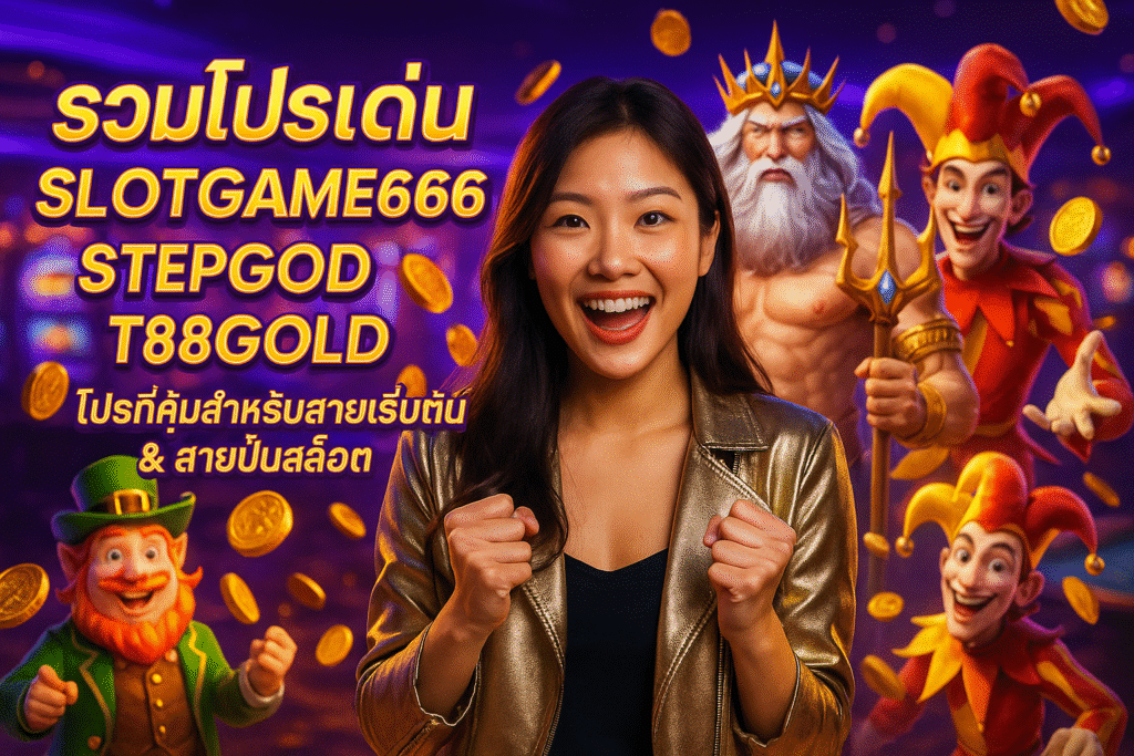 รวมโปรเด่น SLOTGAME666 • STEPGOD • T88GOLD – โปรที่คุ้มสำหรับสายเริ่มต้น & สายปั่นสล็อต