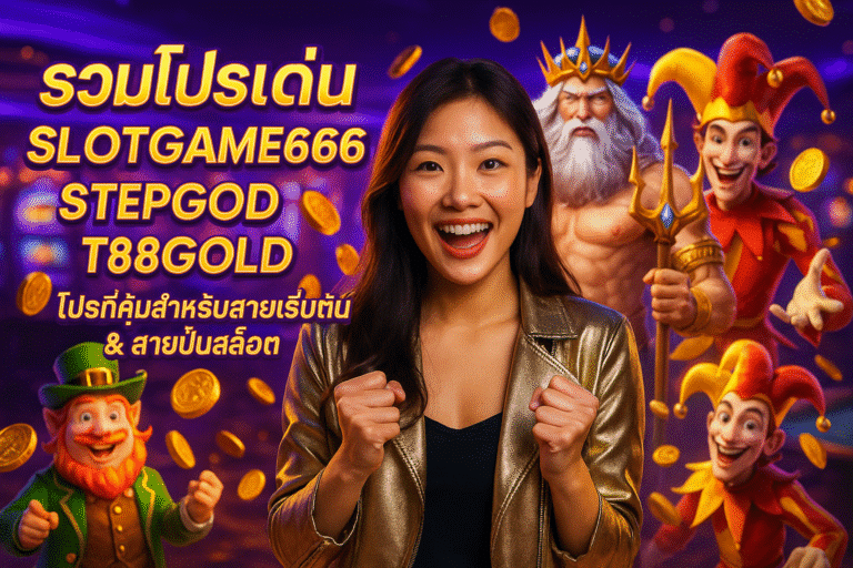 รวมโปรเด่น SLOTGAME666 • STEPGOD • T88GOLD – โปรที่คุ้มสำหรับสายเริ่มต้น & สายปั่นสล็อต